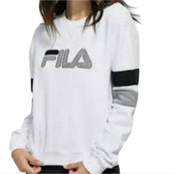 Fila Sweatshirt Top Shirt White Natalie Pullover Crewneck WOMEN'S Extra Large - Picture 11 of 12
